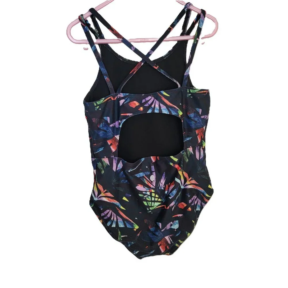 Zella Girls One Piece Swimsuit Multicolor Size 10 Cutout Back Criss Cross Straps